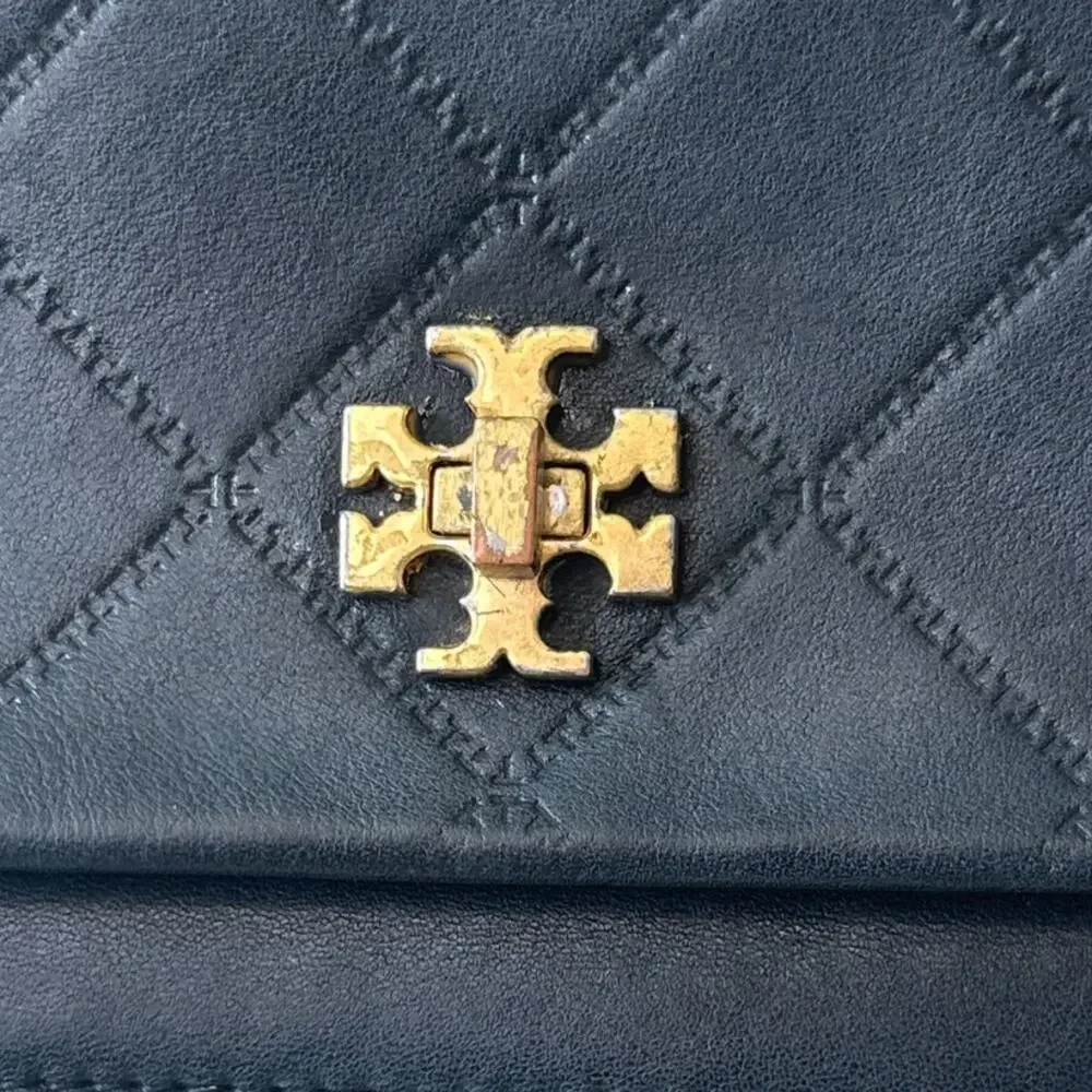 Tory Burch Georgia Quilted Turn Lock Mini Crossbody WOC Black‎